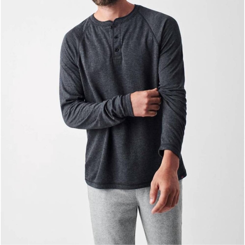 Faherty Slub Cotton Henley Shirt Medium